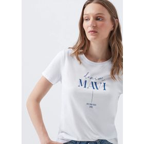 Mavi 166422-23248 Logo Baskılı Beyaz Kadın T-shirt