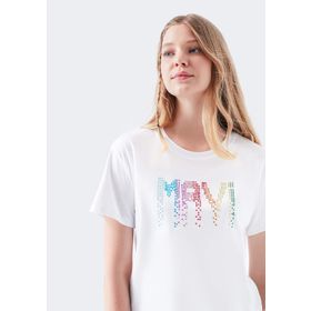 Mavi 166422-23248 Logo Baskılı Beyaz Kadın T-shirt