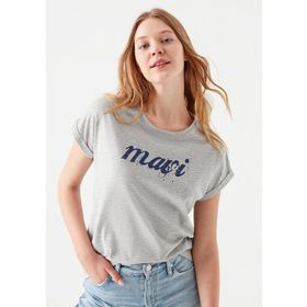 Mavi 166422-25702 Logo Baskılı Gri Kadın T-Shirt