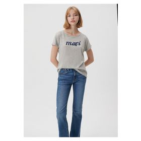 Mavi 166422-25702 Logo Baskılı Gri Kadın T-Shirt