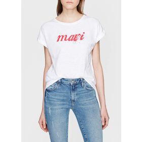 Mavi 166422-620 Logo Baskılı Beyaz Kadın T-shirt
