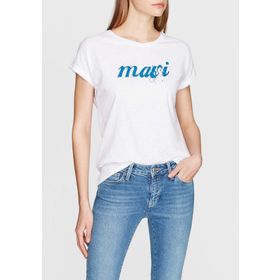 Mavi 166422-620 Logo Baskılı Beyaz Kadın T-shirt