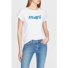 Mavi 166422-620 Logo Baskılı Beyaz Kadın T-shirt