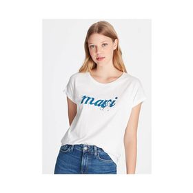Mavi 166422-620 Logo Baskılı Beyaz Kadın T-shirt