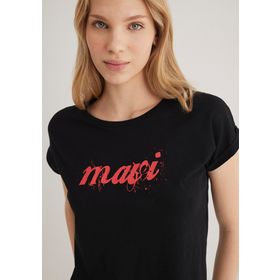 Mavi 166422-900 Logo Baskılı Siyah Slim Fit Dar Kesim Siyah Kadın T-shirt
