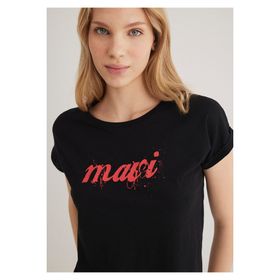 Mavi 166422-900 Logo Baskılı Siyah Slim Fit Dar Kesim Siyah Kadın T-shirt
