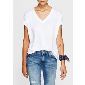 Mavi 166449-620 V Yaka Beyaz Basic Kadın T-shirt
