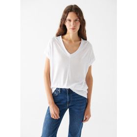 Mavi 166449-620 V Yaka Beyaz Basic Kadın T-shirt