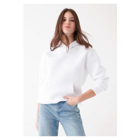 Mavi 167299 Kapüşonlu Beyaz Basic Kadın Sweatshirt