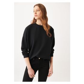 Mavi 168837-900 Bisiklet Yaka Rahat Siyah Kadın Sweatshirt