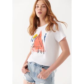 Mavi 168892-620 Beyaz Üçgen Baskılı İstanbul Kadın T-shirt