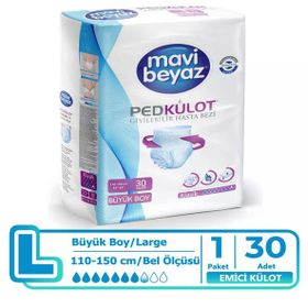 Mavi Beyaz 30 Adet L Emici Külot