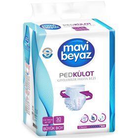 Mavi Beyaz 30 Adet L Emici Külot