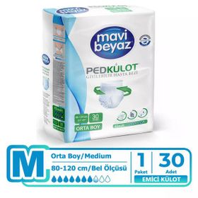 Mavi Beyaz 30 Adet M Emici Külot