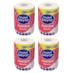Mavi Beyaz 4'lü Dev Rulo Jumbo Havlu