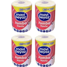 Mavi Beyaz 4'lü Dev Rulo Jumbo Havlu