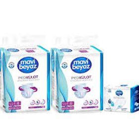 Mavi Beyaz 60 Adet L Büyük Ped Emici Külot Hasta Bezi+60x90 cm 30 Adet Yatak Koruyucu Örtü