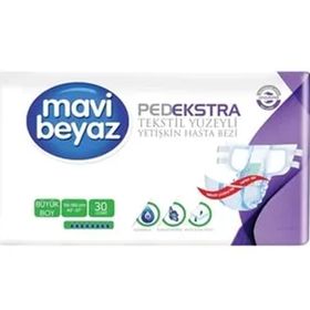 Mavi Beyaz Büyük 180 Adet Ped Ekstra Tekstil Yüzeyli Yetişkin Bel Bantlı Hasta Bezi