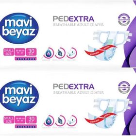 Mavi Beyaz Küçük 60 Adet Ped Ekstra Tekstil Yüzeyli Yetişkin Bel Bantlı Hasta Bezi