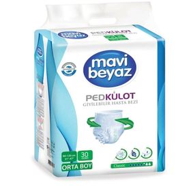 Mavi Beyaz Orta Boy Medium 30'lu Ped Külot Emici