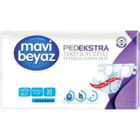Mavi Beyaz Ped Ekstra Belbantlı Orta Boy 30 Adet Hasta Bezi