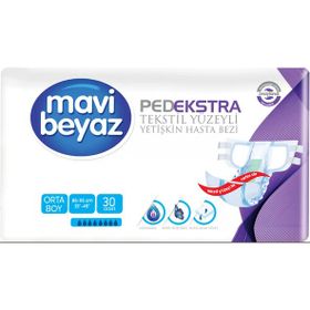 Mavi Beyaz Ped Ekstra Belbantlı Orta Boy 30 Adet Hasta Bezi