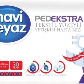 Mavi Beyaz Ped Ekstra Tekstil Yüzeyli Büyük 30 Adet Yetişkin Bel Bantlı Hasta Bezi