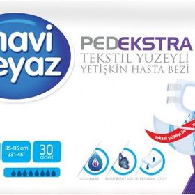 Mavi Beyaz Pedekstra Belbantlı Tekstil Yüzeyli Orta 30 Adet Yüzeyli Yetişkin Hasta Bezi