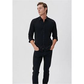 Mavi M0210294-900 Siyah Erkek Fitted Uzun Kol Gömlek