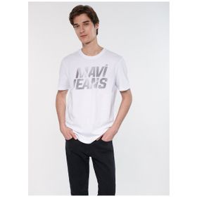 Mavi M0610260-620 Beyaz Erkek Mavi Logo T-Shirt Logo T-Shirt