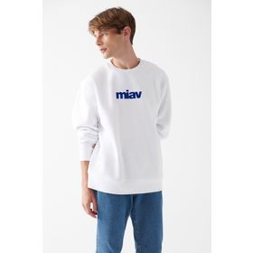 Mavi M0610925-620 Bisiklet Yaka Beyaz Erkek Sweatshirt