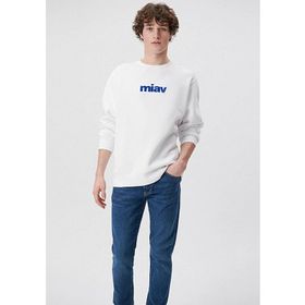 Mavi M0610925-620 Bisiklet Yaka Beyaz Erkek Sweatshirt