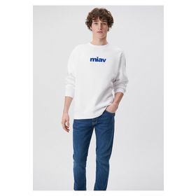 Mavi M0610925-620 Bisiklet Yaka Beyaz Erkek Sweatshirt