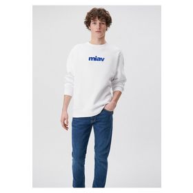 Mavi M0610925-620 Bisiklet Yaka Beyaz Erkek Sweatshirt
