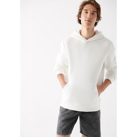 Mavi M0610937-70057 Kapüşonlu Regular Fit Düz Kırık Beyaz Erkek Şardonlu Sweatshirt