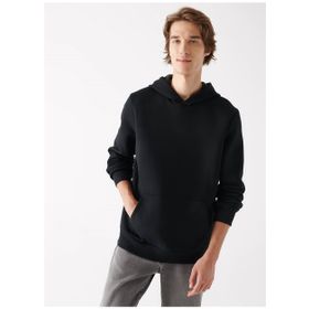 Mavi M0610937-900 Kapüşonlu Regular Fit Düz Siyah Erkek Şardonlu Sweatshirt