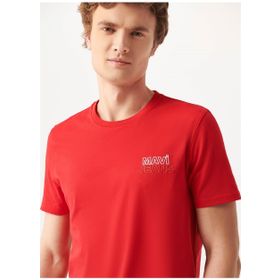 Mavi M066841-33099 Bisiklet Yaka Slim Fit Baskılı Kırmızı Erkek T-Shirt