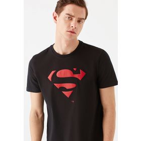 Mavi M066875-900 Superman Bisiklet Yaka Slim Fit Baskılı Siyah Erkek T-shirt