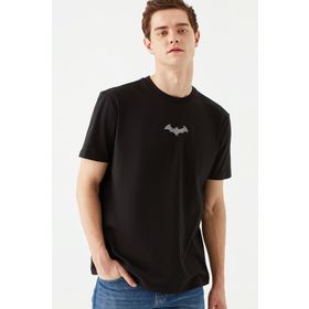 Mavi M066878-900 Batman Bisiklet Yaka Loose Fit Baskılı Siyah Erkek T-shirt