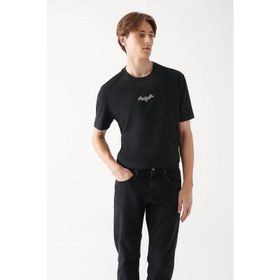 Mavi M066878-900 Batman Bisiklet Yaka Loose Fit Baskılı Siyah Erkek T-shirt