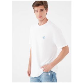 Mavi M067074-620 Bisiklet Yaka Loose Fit Düz Beyaz Erkek T-Shirt