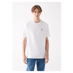 Mavi M067074-620 Bisiklet Yaka Loose Fit Düz Beyaz Erkek T-Shirt