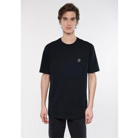 Mavi M067074-900 Logo Bisiklet Yaka Loose Fit Düz Siyah Erkek T-shirt
