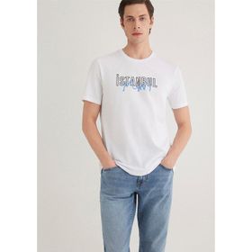 Mavi M067114-620 Beyaz Erkek İstanbul Baskılı T-Shirt