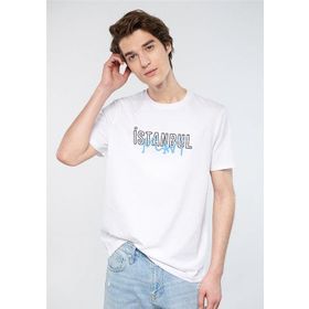 Mavi M067114-620 Beyaz Erkek İstanbul Baskılı T-Shirt