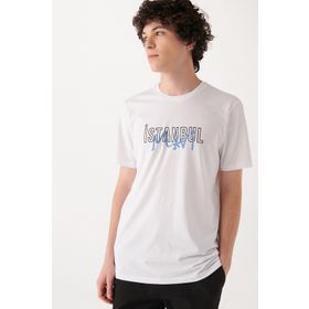 Mavi M067114-620 Beyaz Erkek İstanbul Baskılı T-Shirt