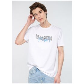 Mavi M067114-620 Beyaz Erkek İstanbul Baskılı T-Shirt