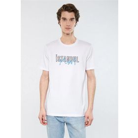 Mavi M067114-620 Beyaz Erkek İstanbul Baskılı T-Shirt