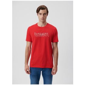 Mavi M067115-70471 Kırmızı Regular İstanbul Baskılı Erkek T-Shirt