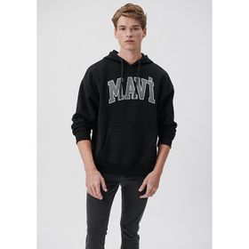 Mavi M067149-902 Siyah Erkek Oversize Kapuşonlu Logo Sweatshirt